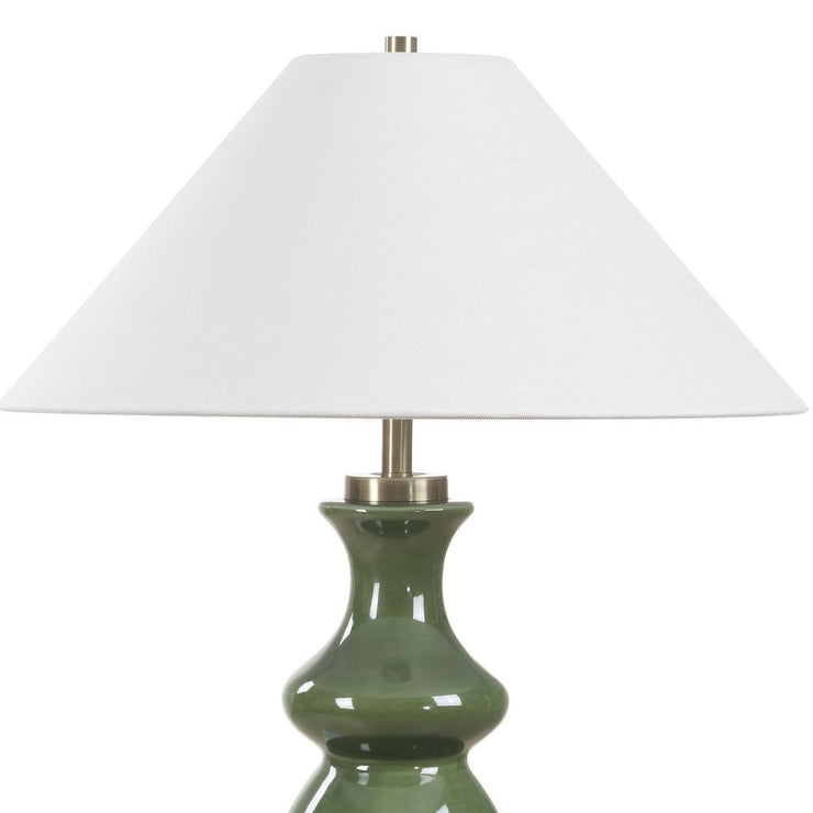 Uttermost Moss Green Thumb Table Lamp With Brass Plated Details