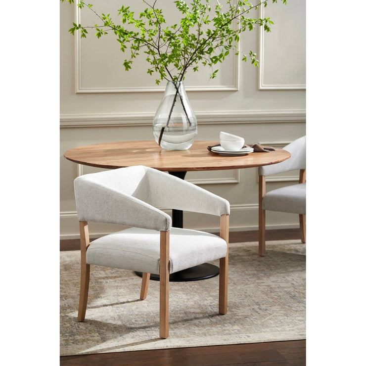 Surya Grace Modern Cream Fabric with Beech Wood Dining Armchair