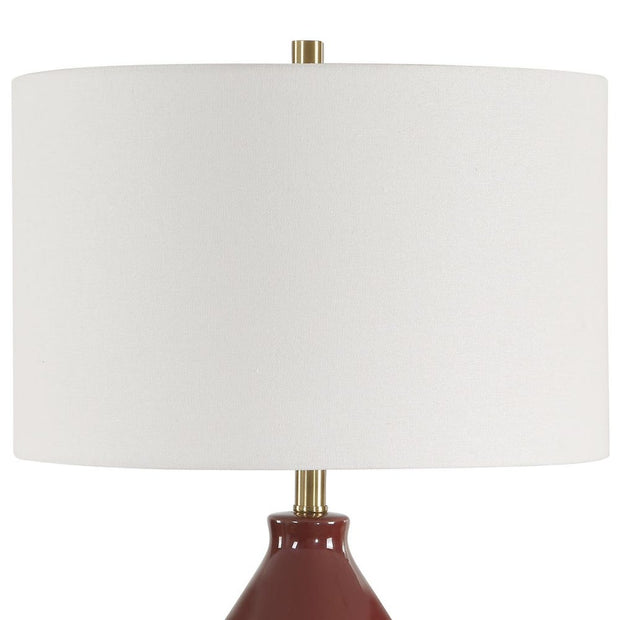 Uttermost Gourd Burgundy Glazed Table Lamp With Antique Brass Details