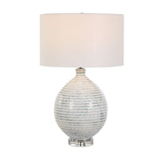 Uttermost Clary White And Gray Striped Table Lamp