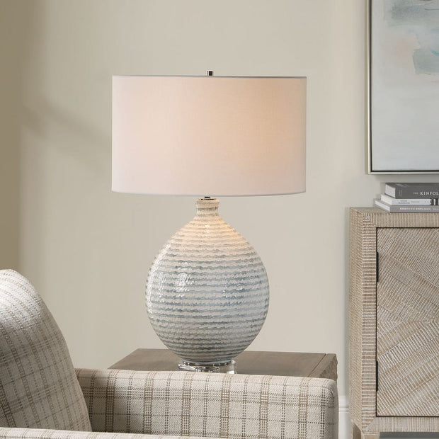 Uttermost Clary White And Gray Striped Table Lamp