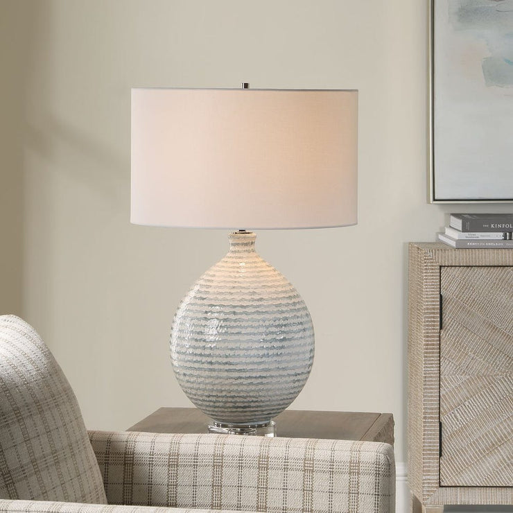 Uttermost Clary White And Gray Striped Table Lamp