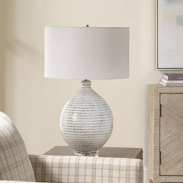 Uttermost Clary White And Gray Striped Table Lamp