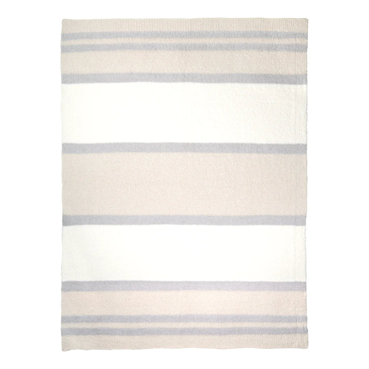Kashwere Ultra Plush Multi Striped Throw in Soapstone, Linen and Crème