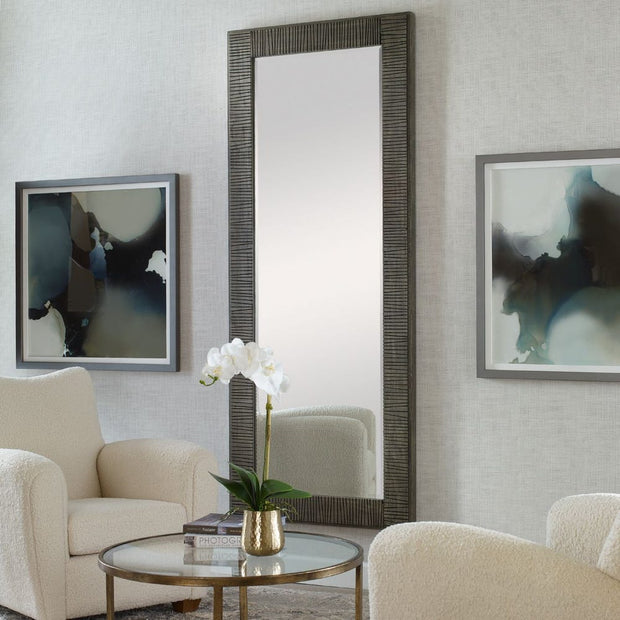 Uttermost Figaro Rustic Wood Gray Washed Mirror