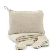 Kashwere Ultra Plush Linen with Desert Dune Fleck Travel Blanket, Pouch, Eye Mask and Spa Socks Set