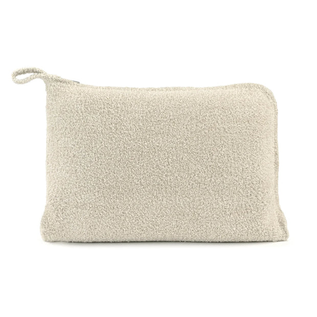 Kashwere Ultra Plush Linen with Desert Dune Fleck Travel Blanket, Pouch, Eye Mask and Spa Socks Set