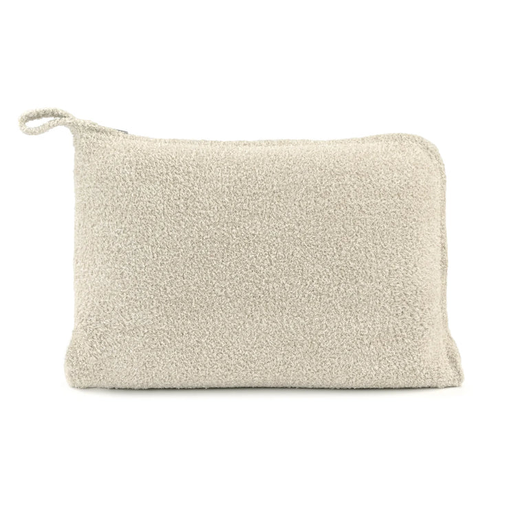 Kashwere Ultra Plush Linen with Desert Dune Fleck Travel Blanket, Pouch, Eye Mask and Spa Socks Set