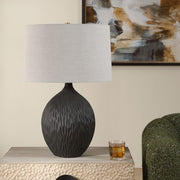 Uttermost Levee Textured Satin Black Glaze Table Lamp