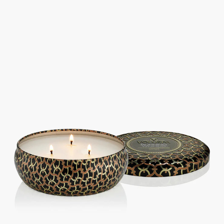 Voluspa Burning Woods 3 Wick Tin Candle ~ 12oz