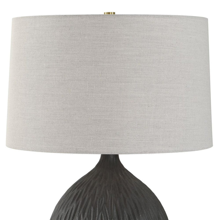 Uttermost Levee Textured Satin Black Glaze Table Lamp
