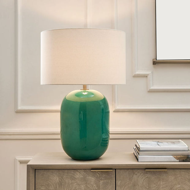 Uttermost Hollis Vibrant Teal Glaze With Antique Gold Accents Table Lamp