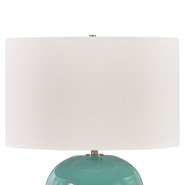 Uttermost Hollis Vibrant Teal Glaze With Antique Gold Accents Table Lamp