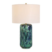 Uttermost Out Of The Blue Table Lamp With Antique Brass Accents