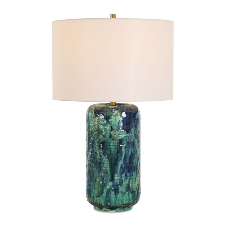 Uttermost Out Of The Blue Table Lamp With Antique Brass Accents