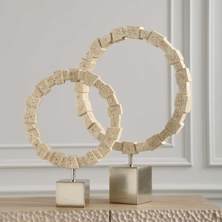 Uttermost Ivory Fushion Rings Set of 2 Sculptures