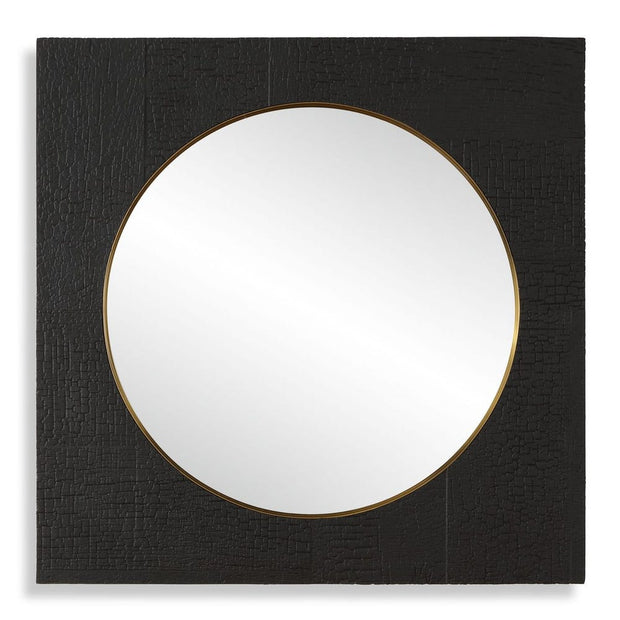 Uttermost Ember Rich Black Wood Charring Square Mirror