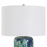 Uttermost Out Of The Blue Table Lamp With Antique Brass Accents