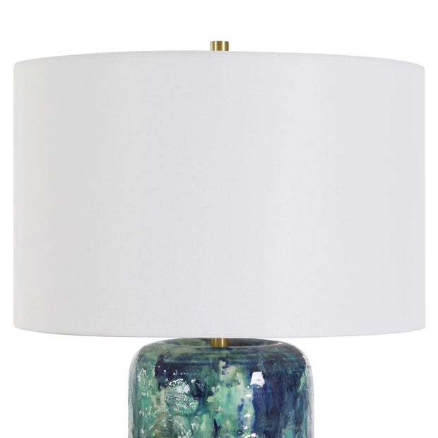 Uttermost Out Of The Blue Table Lamp With Antique Brass Accents