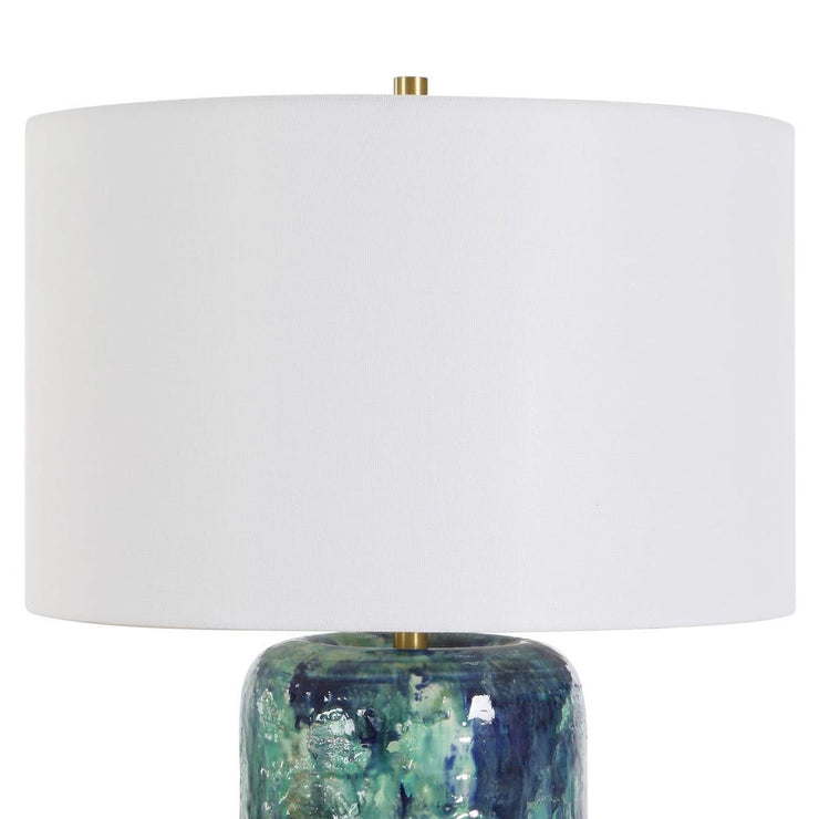 Uttermost Out Of The Blue Table Lamp With Antique Brass Accents