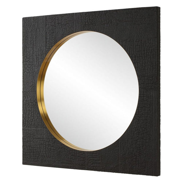 Uttermost Ember Rich Black Wood Charring Square Mirror