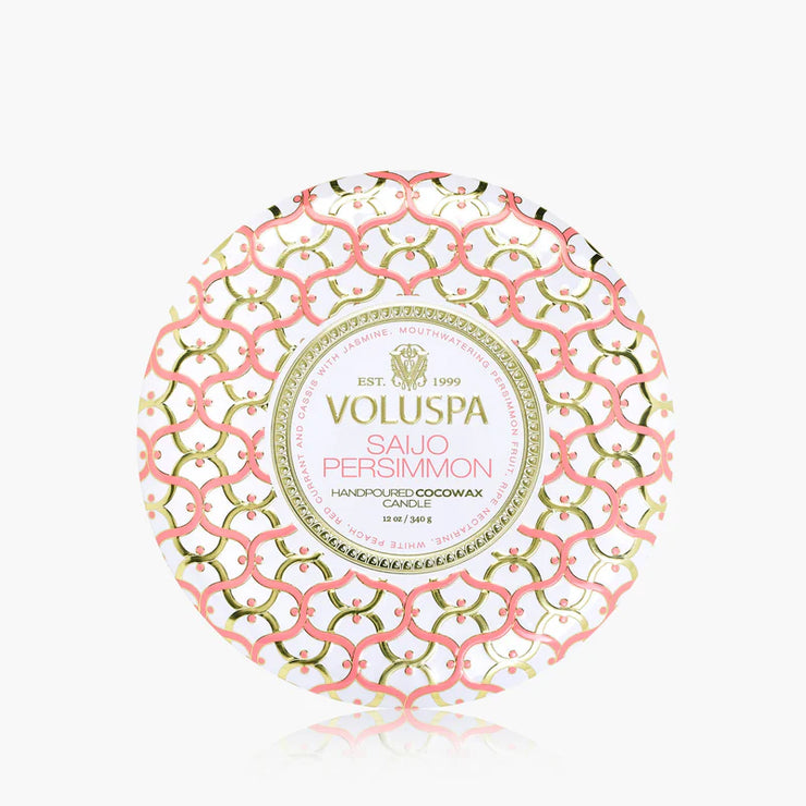 Voluspa Saijo Persimmon 3 Wick Tin Candle ~ 12oz