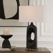 Uttermost Void Matte Black Glazed Table Lamp With Crisp White Linen Shade