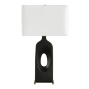 Uttermost Void Matte Black Glazed Table Lamp With Crisp White Linen Shade