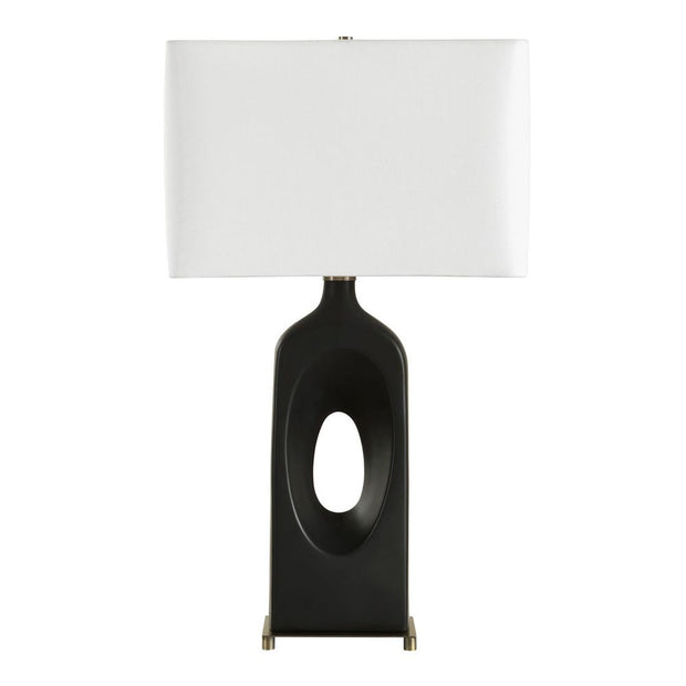 Uttermost Void Matte Black Glazed Table Lamp With Crisp White Linen Shade