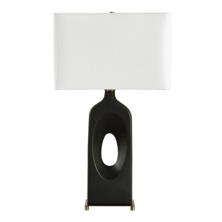 Uttermost Void Matte Black Glazed Table Lamp With Crisp White Linen Shade
