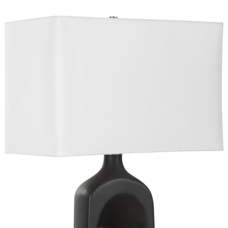 Uttermost Void Matte Black Glazed Table Lamp With Crisp White Linen Shade