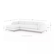Four Hands Grammercy 2 Piece Left Chaise Sectional 120” ~ Bennett Charcoal Upholstered Fabric
