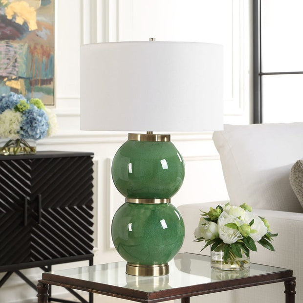 Uttermost Banner Moss Green Stacked Sphere Table Lamp