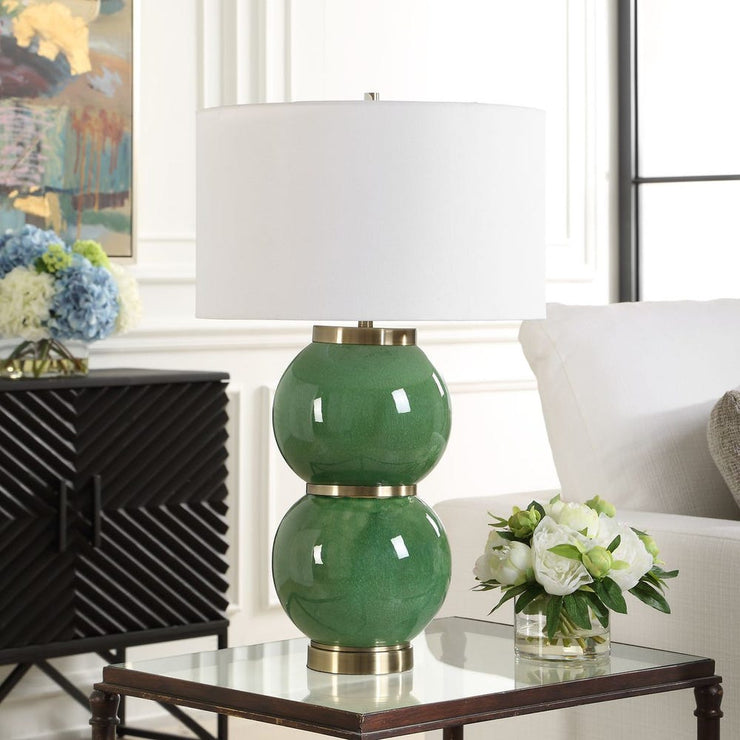 Uttermost Banner Moss Green Stacked Sphere Table Lamp