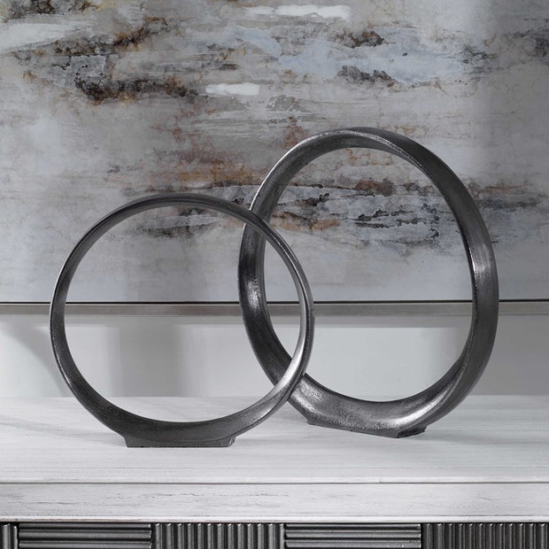Uttermost Orbits Ring Black Nickel Set of 2 Sculptures