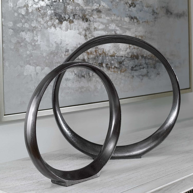 Uttermost Orbits Ring Black Nickel Set of 2 Sculptures