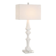 Uttermost Mayme Unique Stacked Matte White Sculpture Table Lamp