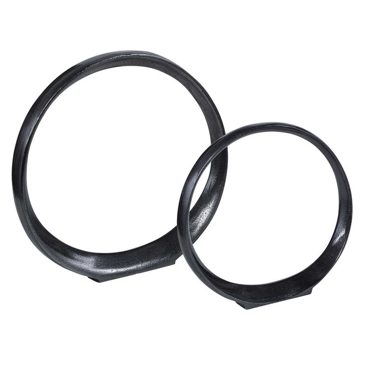 Uttermost Orbits Ring Black Nickel Set of 2 Sculptures