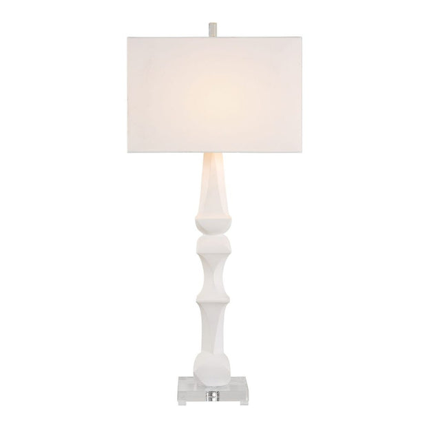 Uttermost Mayme Unique Stacked Matte White Sculpture Table Lamp