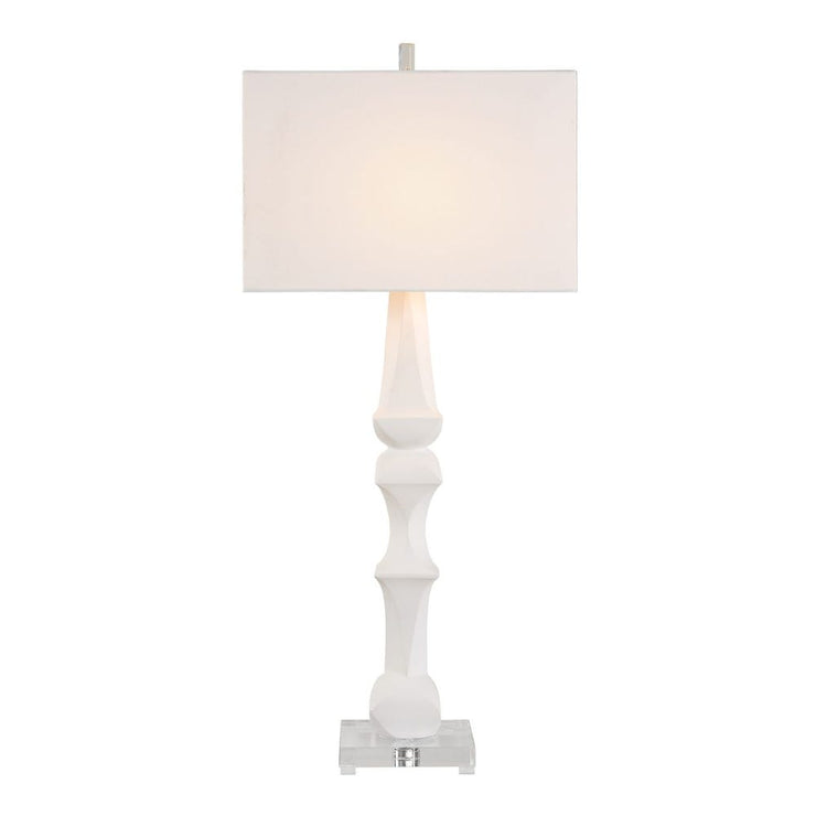 Uttermost Mayme Unique Stacked Matte White Sculpture Table Lamp