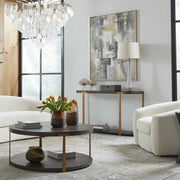 Uttermost Aga Modern Brushed Gold and Crystal Set of 2 Sculptures