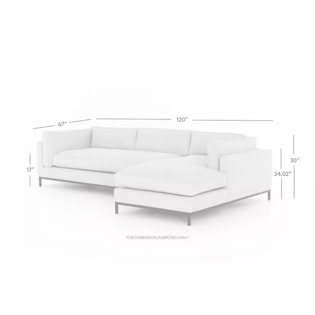 Four Hands Grammercy 2 Piece Right Chaise Sectional 120” ~ Bennett Moon Upholstered Fabric