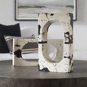 Uttermost Nouveau White Limestone With Black Accents Sculpture