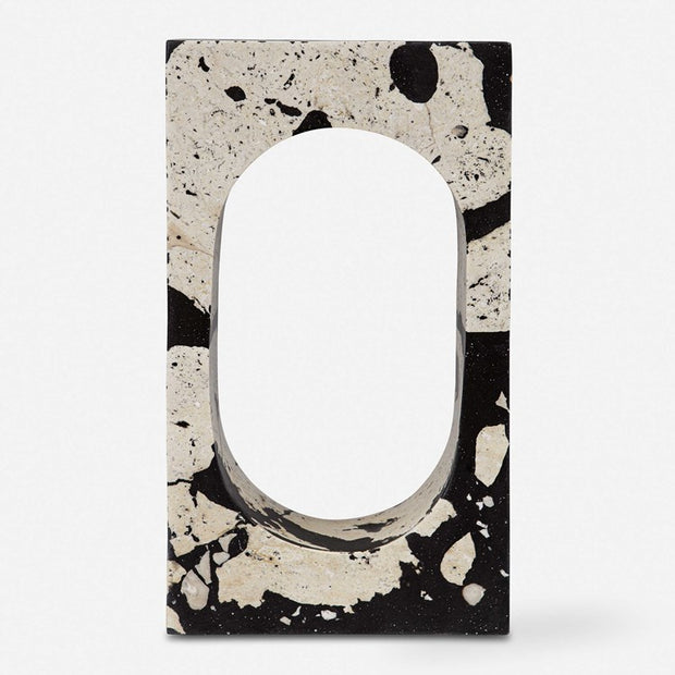 Uttermost Nouveau White Limestone With Black Accents Sculpture