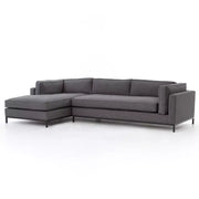 Four Hands Grammercy 2 Piece Left Chaise Sectional 120” ~ Bennett Charcoal Upholstered Fabric