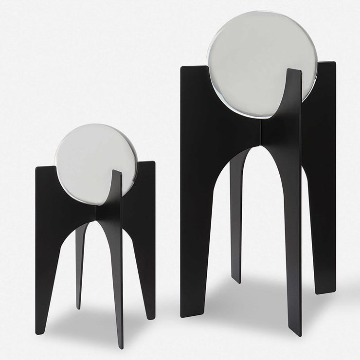 Uttermost Ellianna Crystal Spheres With Iron Bases Set of 2 Sculptures