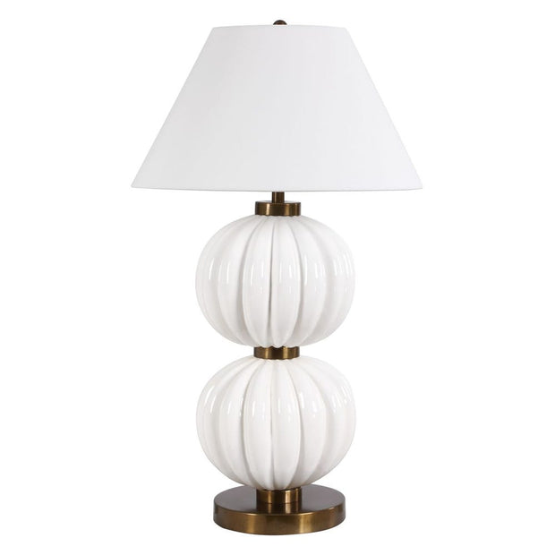 Uttermost Irena Ribbed Glossy White Spheres Table Lamp