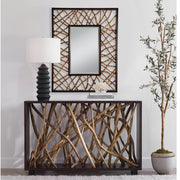 Uttermost Teak Maze Mahogany Rustic Modern Rectangular Mirror