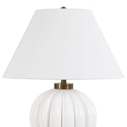 Uttermost Irena Ribbed Glossy White Spheres Table Lamp