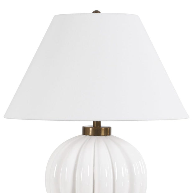 Uttermost Irena Ribbed Glossy White Spheres Table Lamp